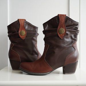 Vantage Two-Tone Western Slouch Boots, Size EU 38